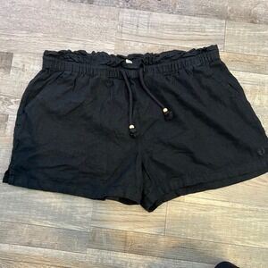 Hang Ten Black Linen Blend Paperbag Waist‎ Shorts Women's Size L